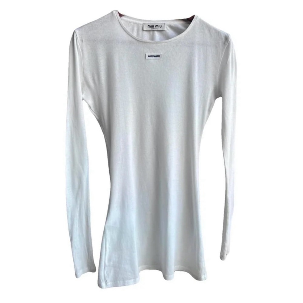 Miu Miu White Long Sleeve Mini Dress